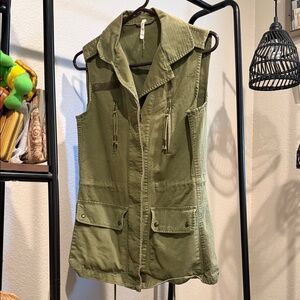 Olive Green Sleeveless Utility Vest